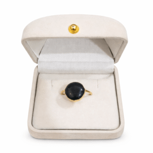 Ghilaf-e-Kaaba Ring with sacred Kaaba fabric set in epoxy resin